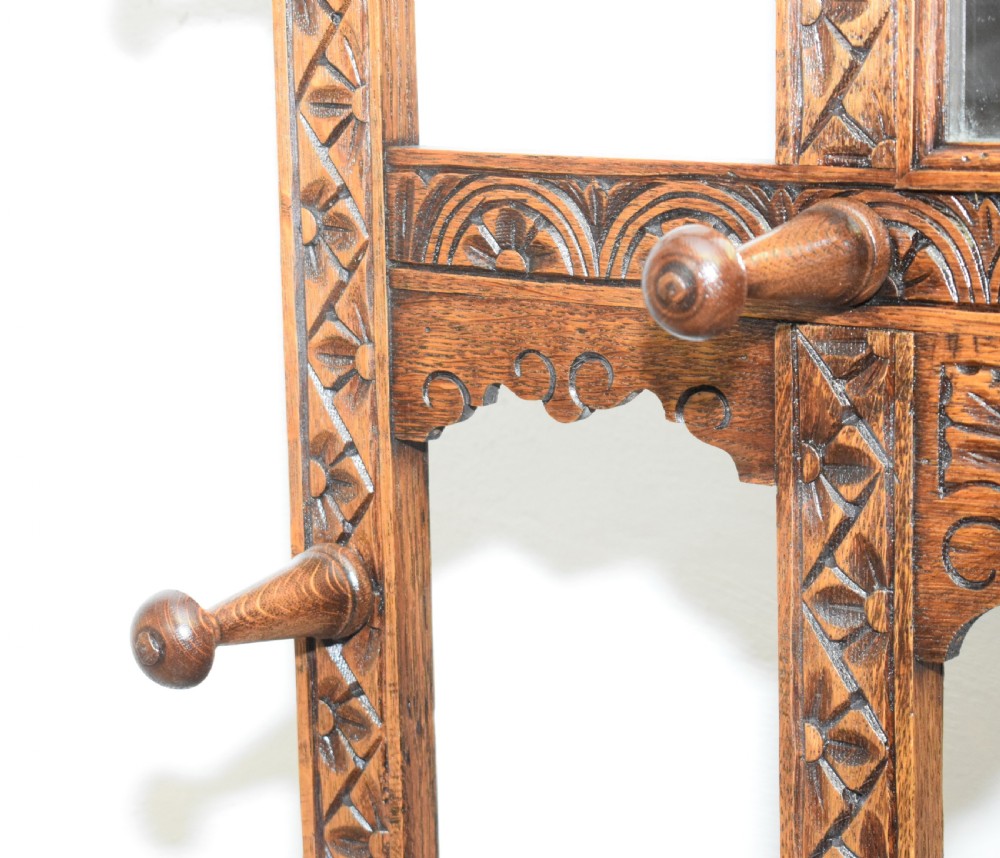 Antique Victorian Carved Oak Hall Stand View XX
