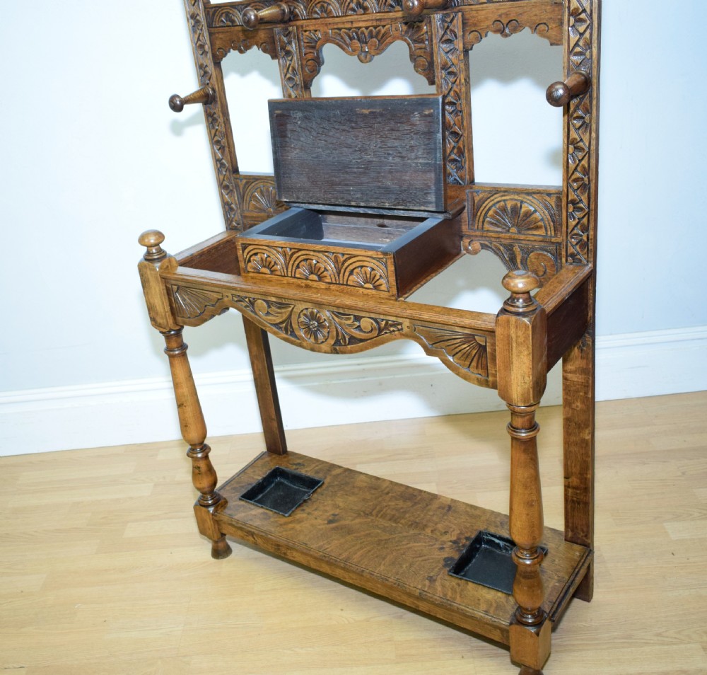 Antique Victorian Carved Oak Hall Stand View XXI