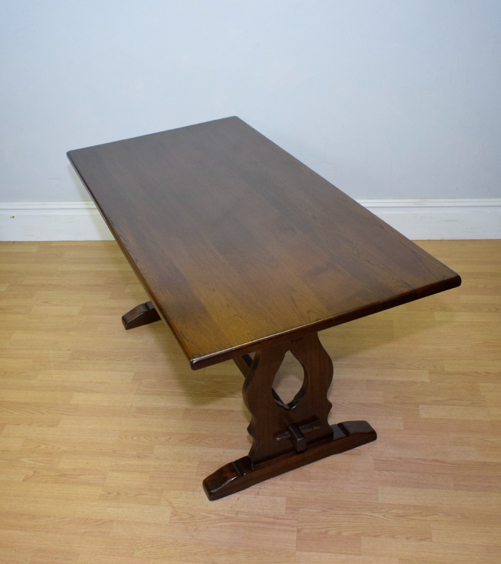 Early 20th Century Oak Refectory Dining Table View VIII