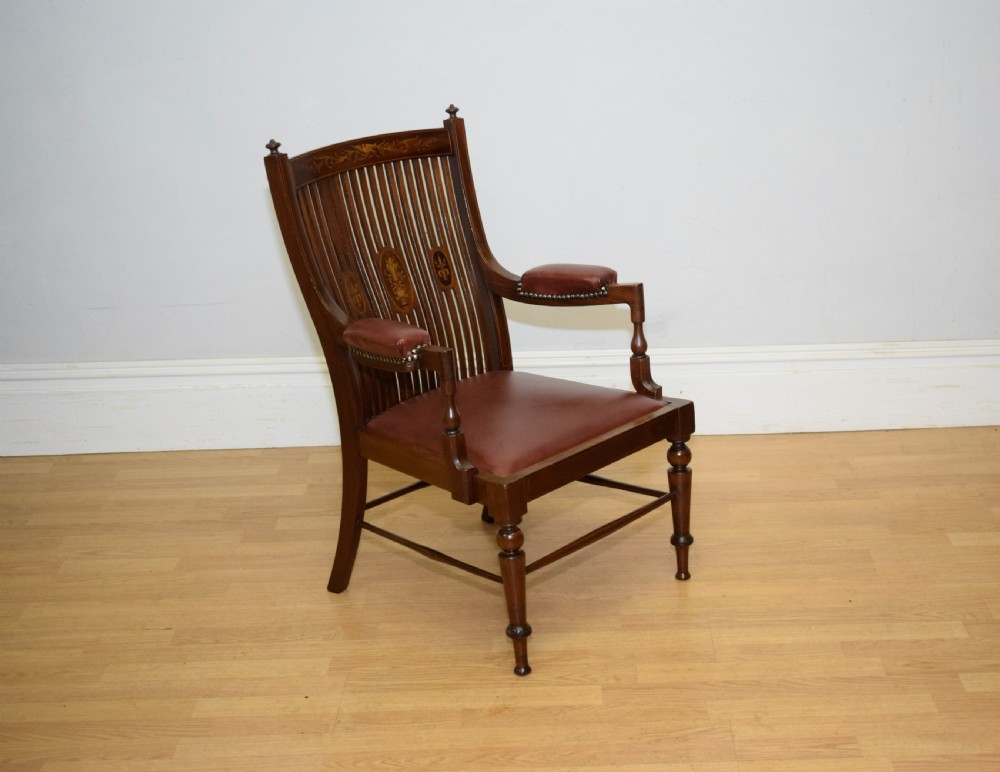  Edwardian Inlaid Library Armchair View II