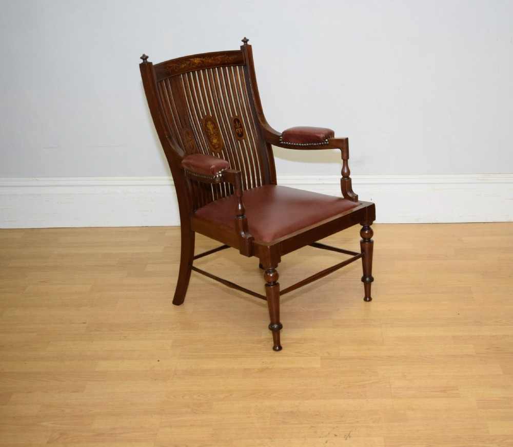  Edwardian Inlaid Library Armchair View III
