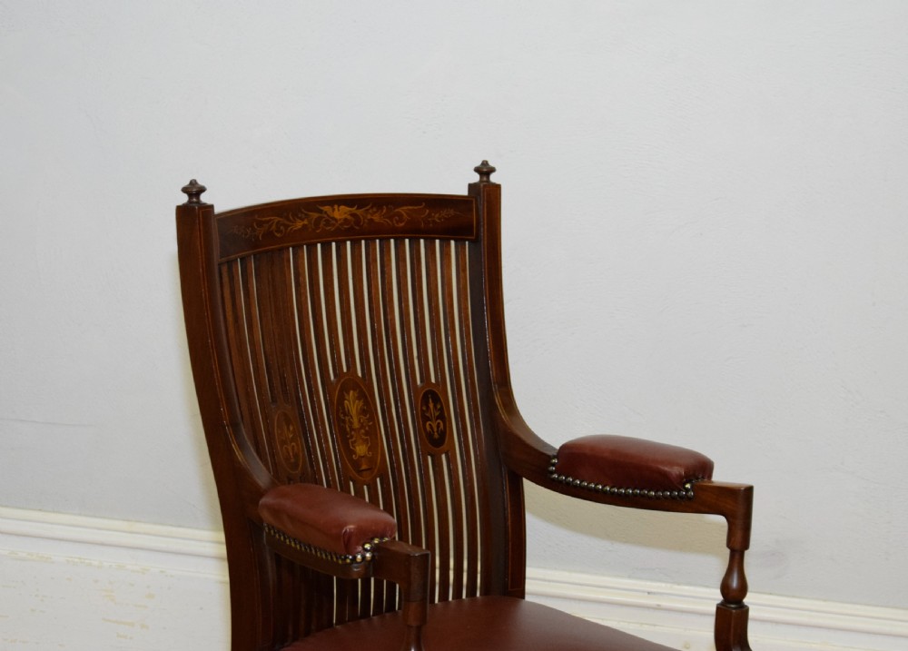  Edwardian Inlaid Library Armchair View IV