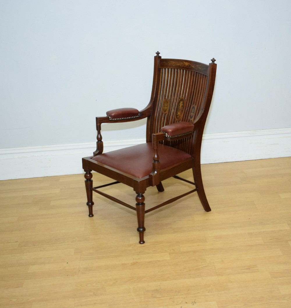  Edwardian Inlaid Library Armchair View VII