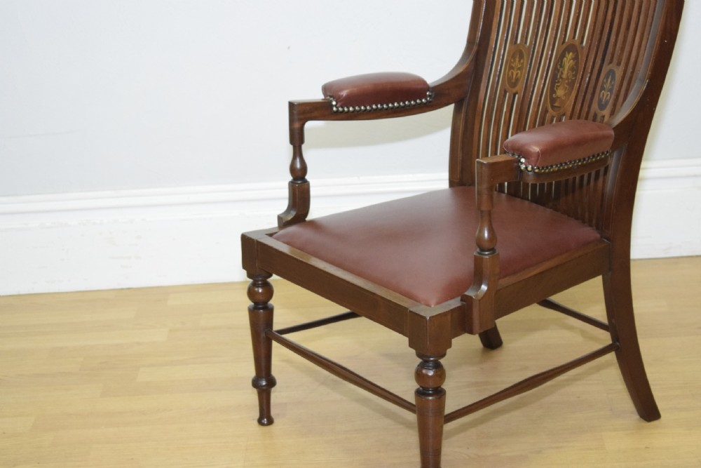  Edwardian Inlaid Library Armchair View X