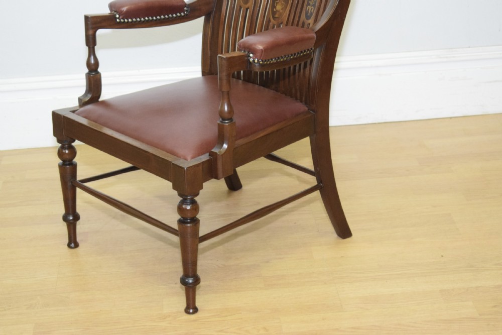  Edwardian Inlaid Library Armchair View XI