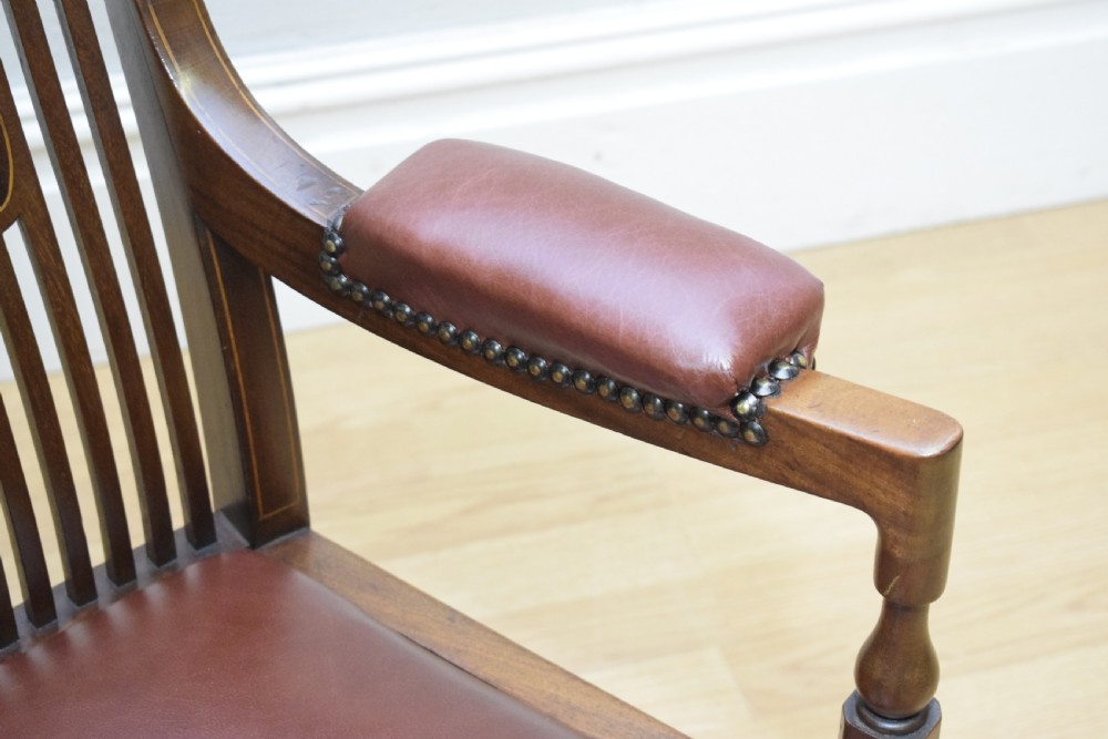  Edwardian Inlaid Library Armchair View XVIII