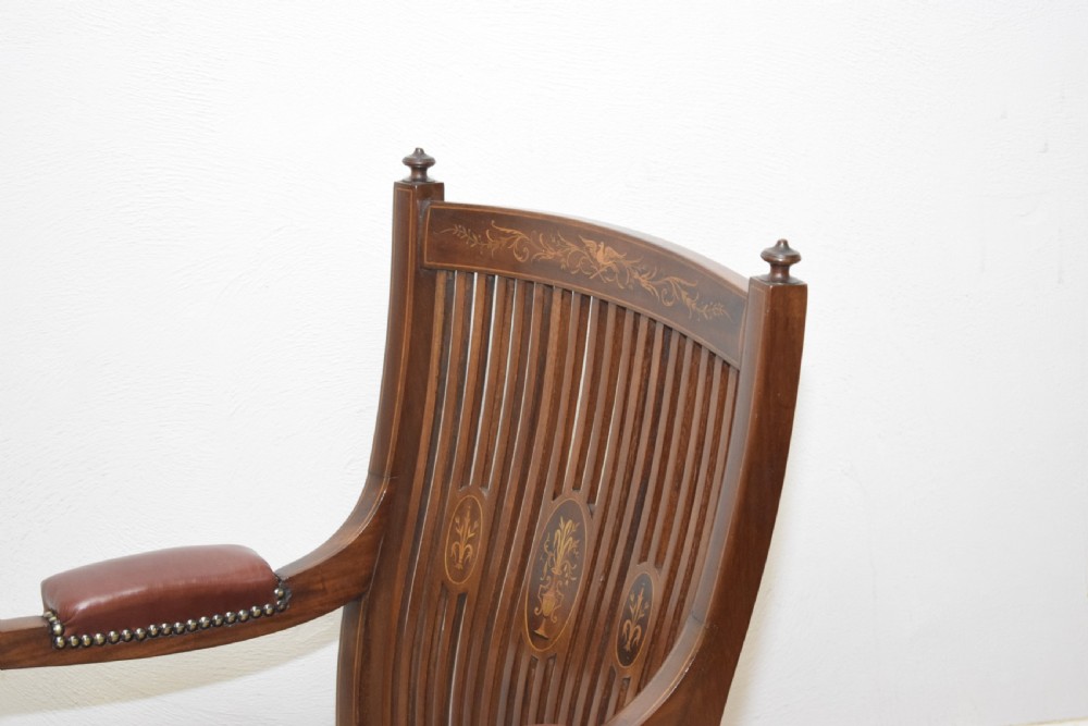  Edwardian Inlaid Library Armchair View XX