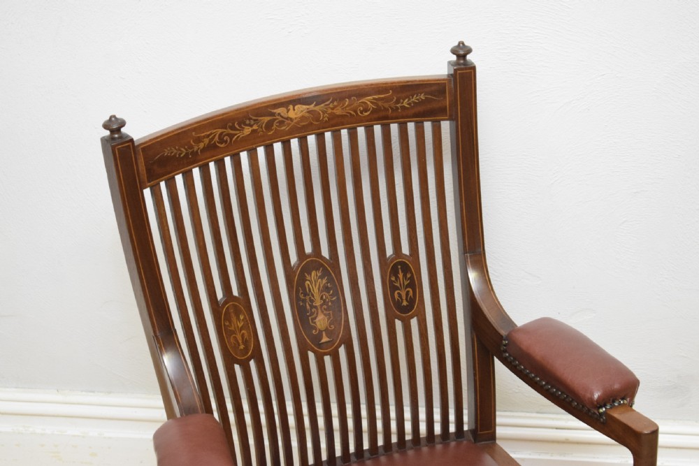  Edwardian Inlaid Library Armchair View XXI