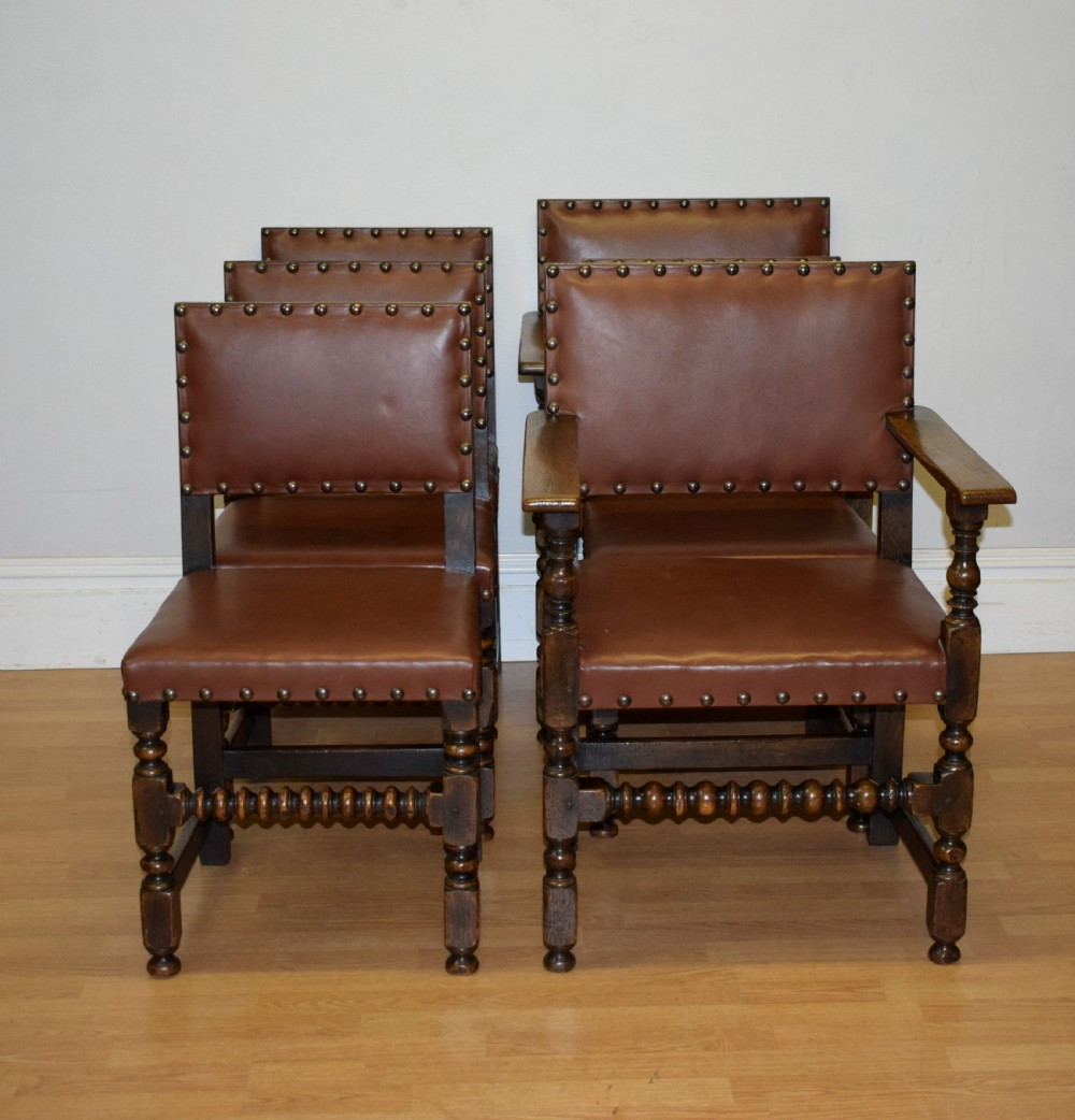Set of 6 Victorian Oak Dining Chairs View II