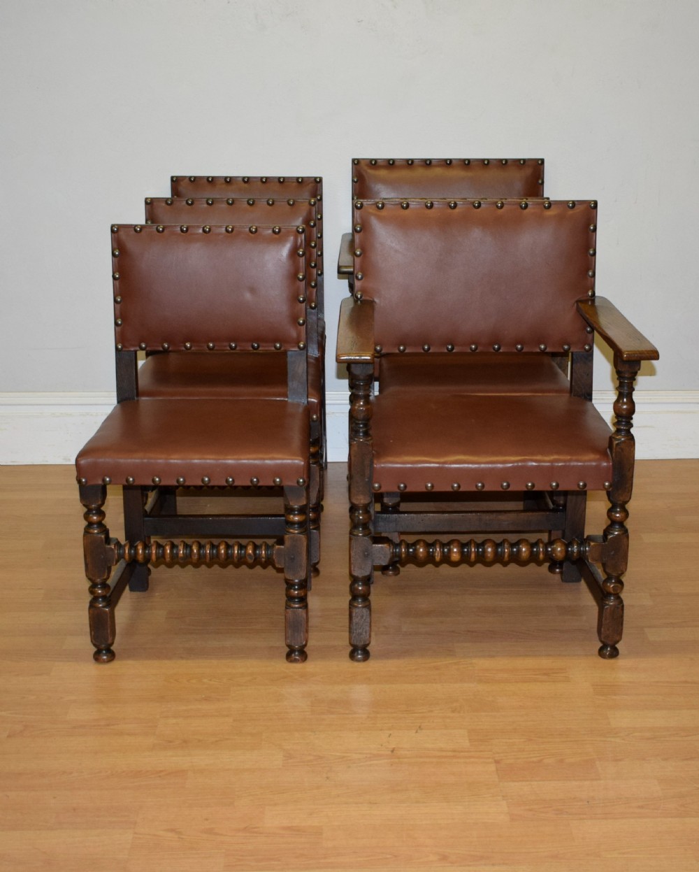 Set of 6 Victorian Oak Dining Chairs View III
