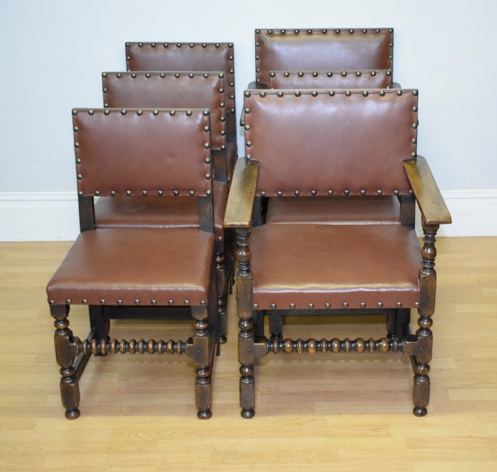 Set of 6 Victorian Oak Dining Chairs View IV