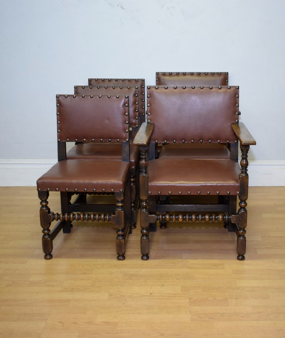 Set of 6 Victorian Oak Dining Chairs View V