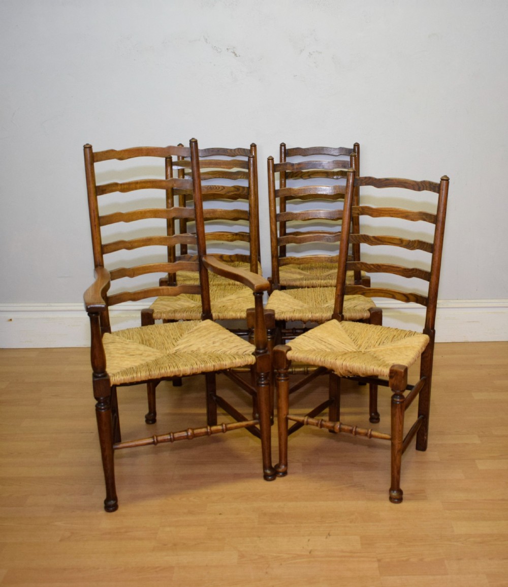 6 Oak Ladder Back Dining Chairs View IV
