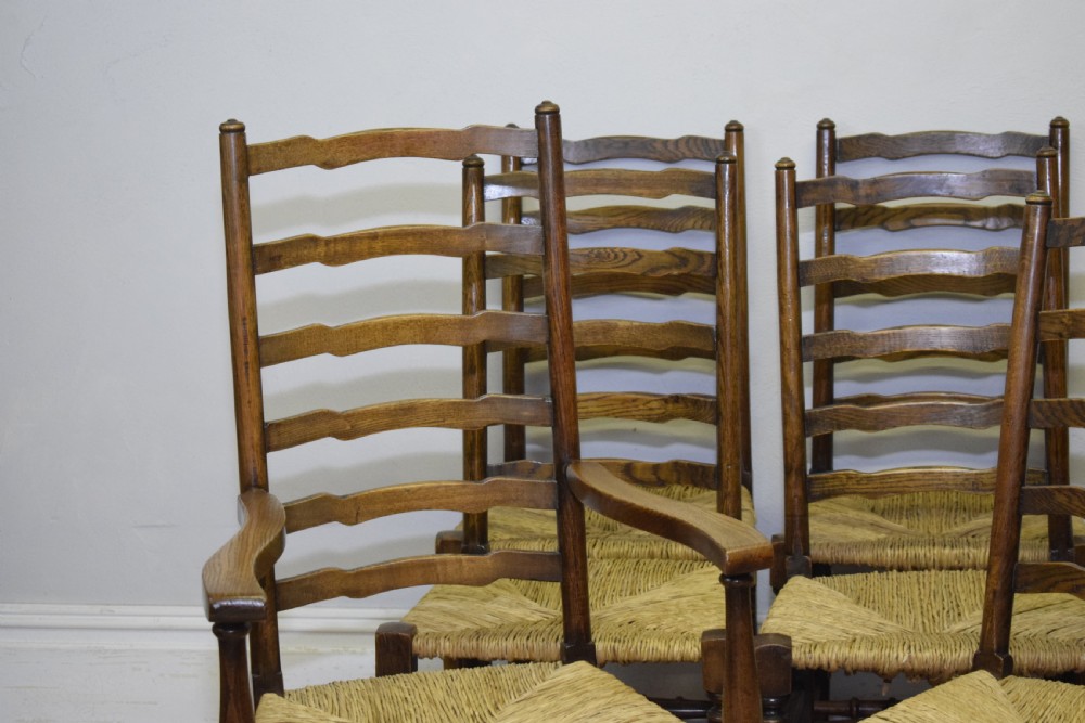 6 Oak Ladder Back Dining Chairs View VI