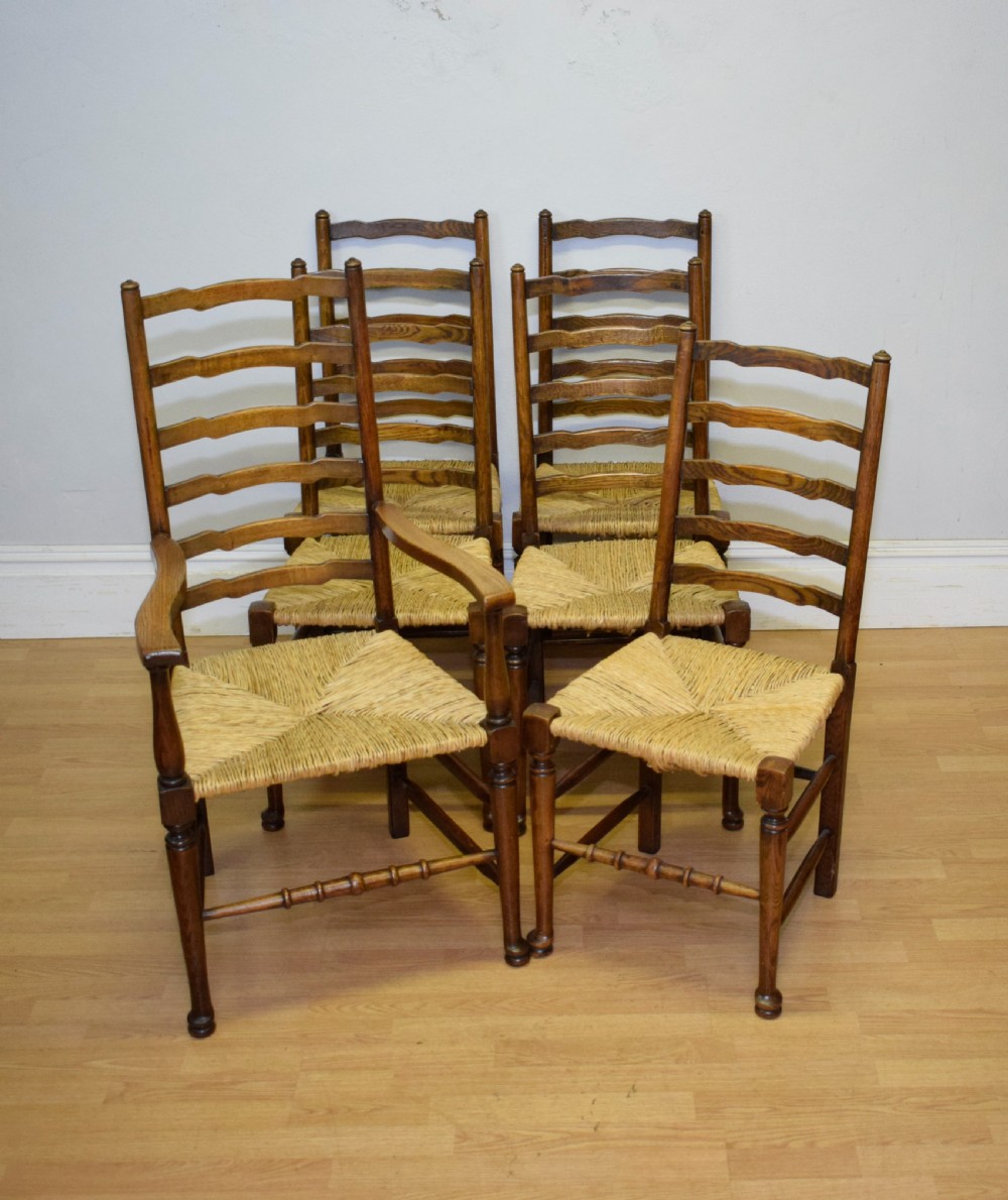 6 Oak Ladder Back Dining Chairs View VII