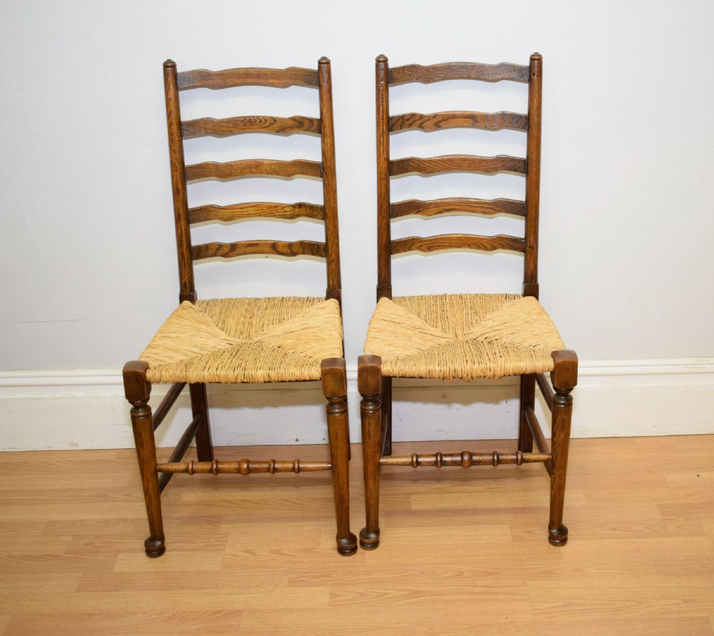 6 Oak Ladder Back Dining Chairs View VIII