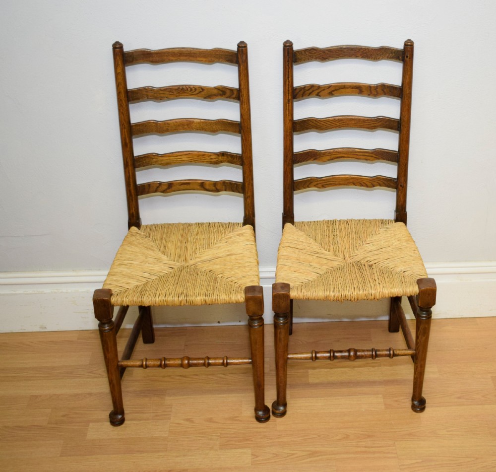 6 Oak Ladder Back Dining Chairs View IX