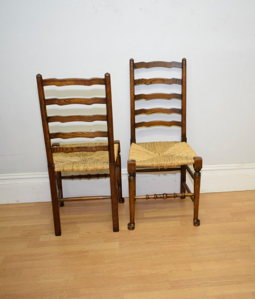 6 Oak Ladder Back Dining Chairs View XI