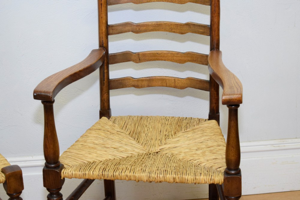 6 Oak Ladder Back Dining Chairs View XIII
