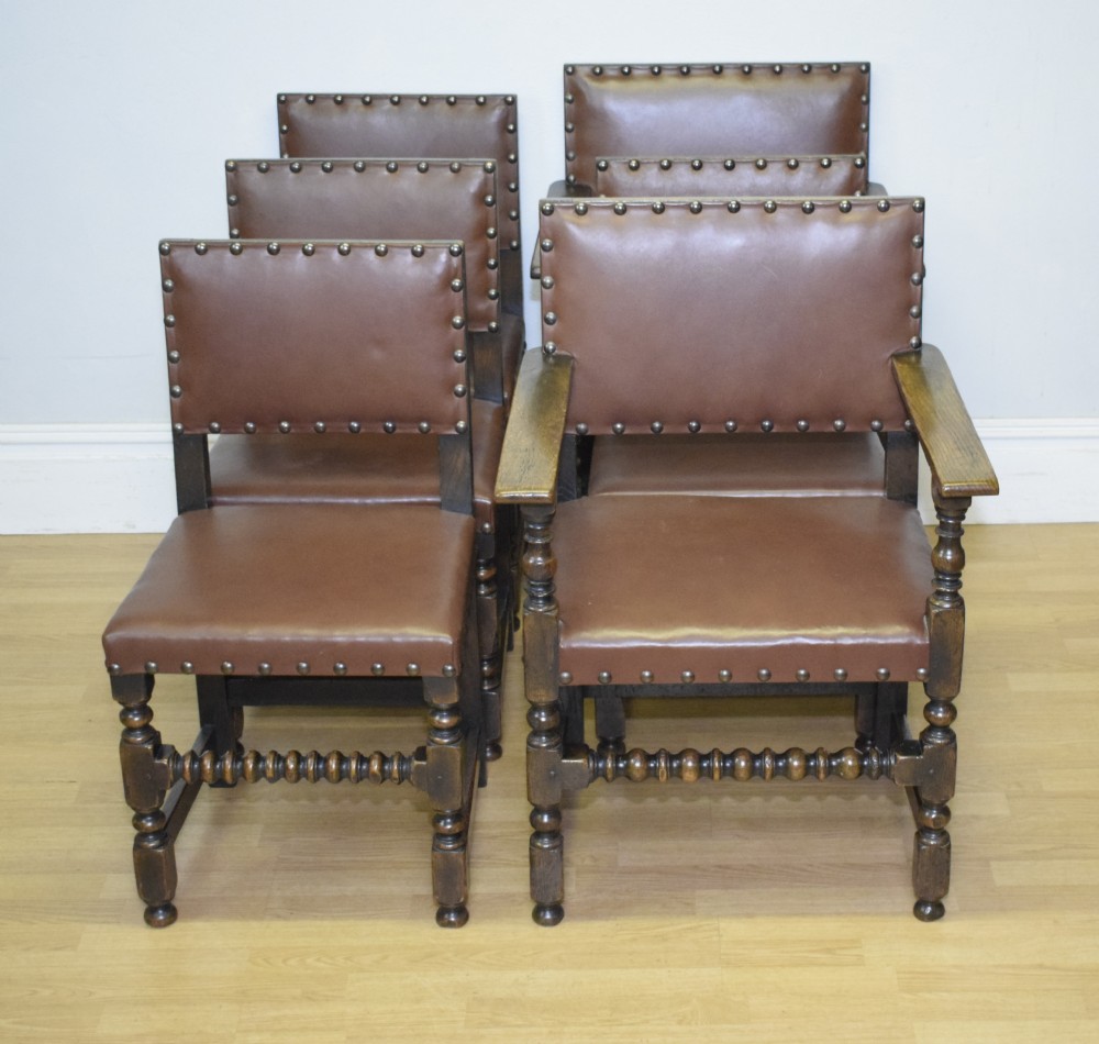 Set of 6 Victorian Oak Dining Chairs