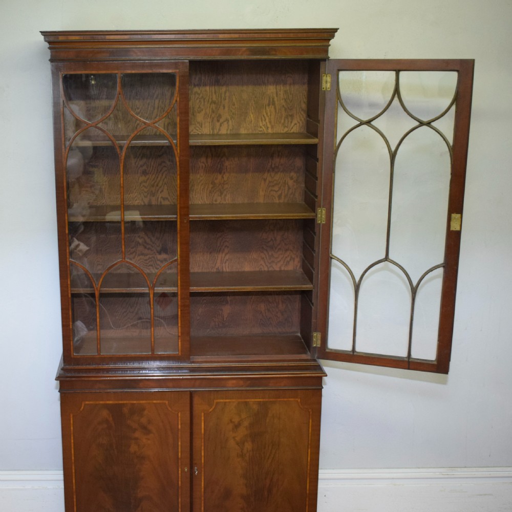 Edwardian Mahogany & Inlaid Bookcase View XVI