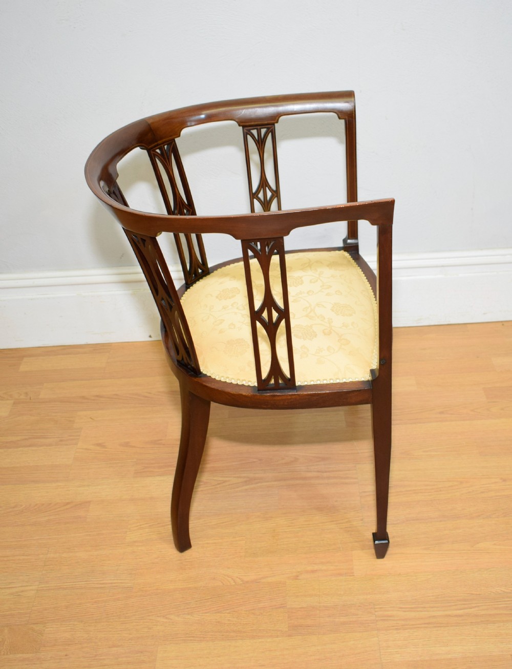 Pair of Edwardian Inlaid Tub Chairs View XIII