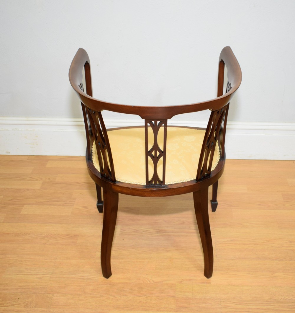 Pair of Edwardian Inlaid Tub Chairs View XVI