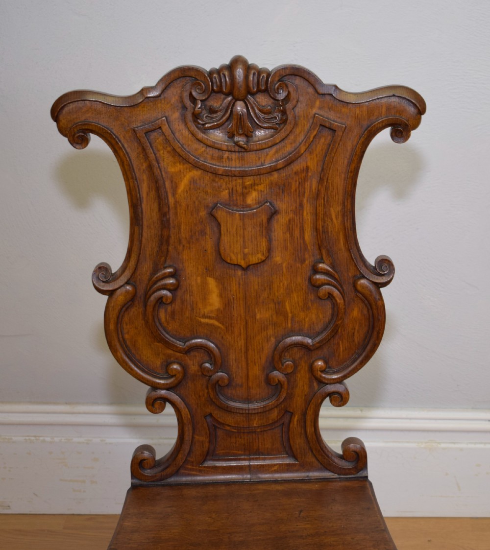 Antique Quality Oak Hall Chair View XIV