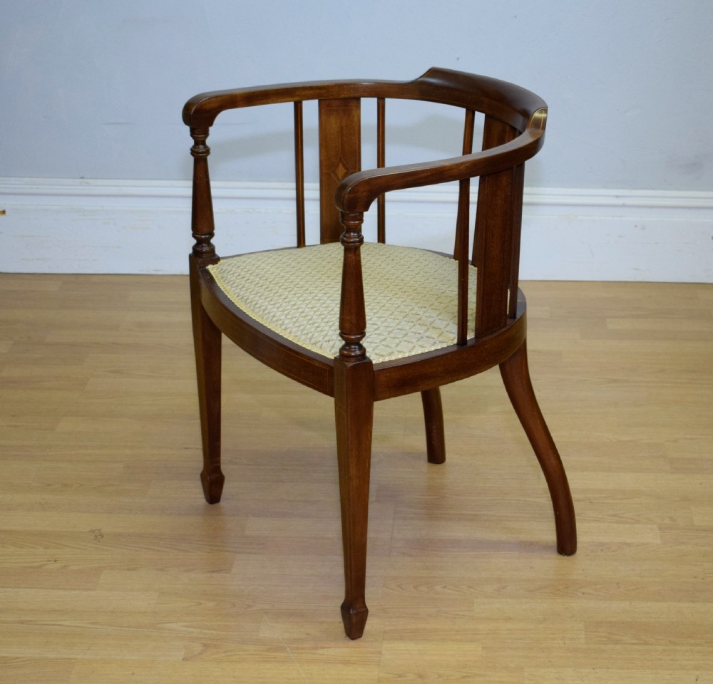 Antique Victorian Inlaid Tub Chair View III