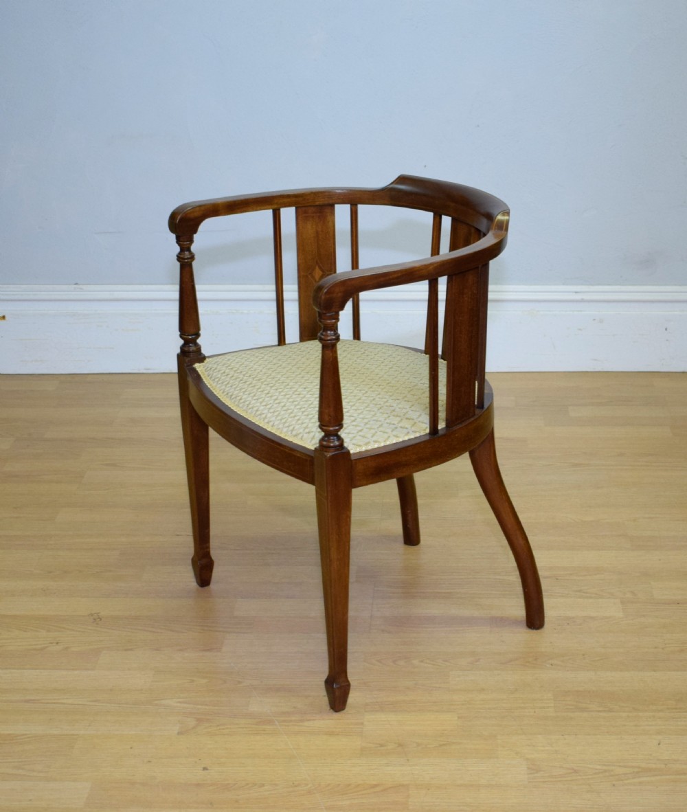 Antique Victorian Inlaid Tub Chair View IV