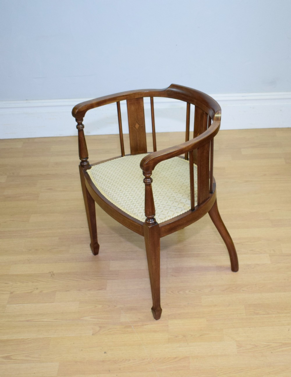 Antique Victorian Inlaid Tub Chair View V