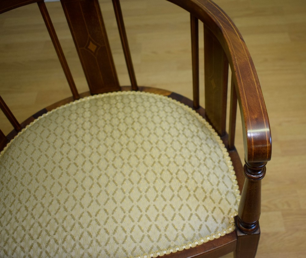 Antique Victorian Inlaid Tub Chair View VIII