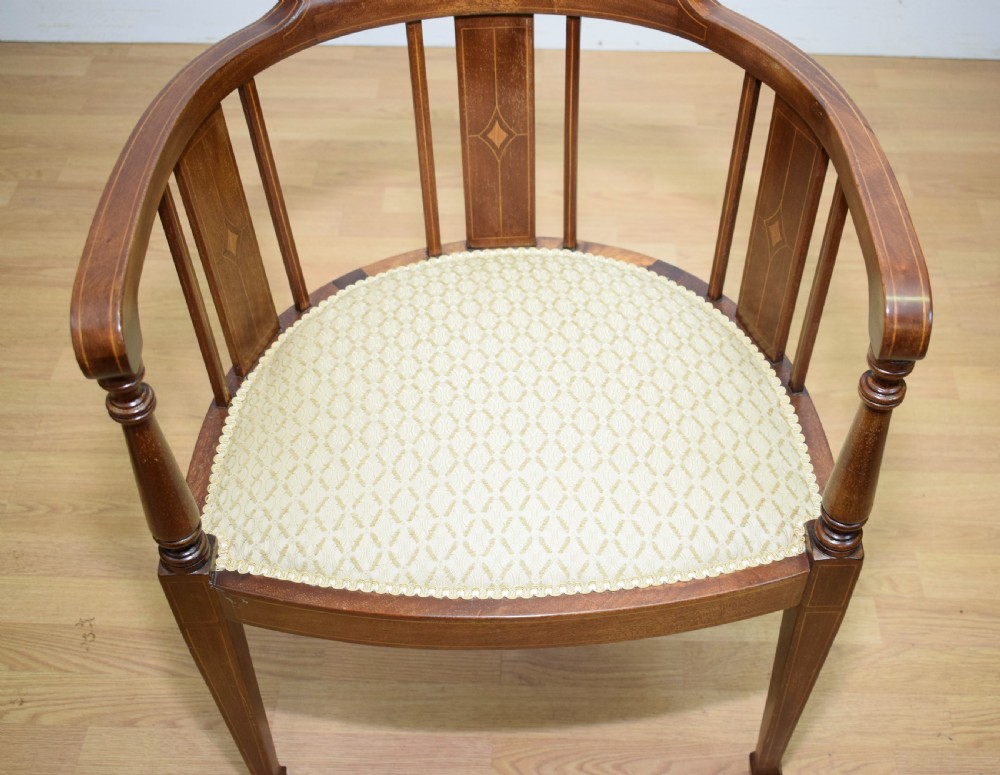 Antique Victorian Inlaid Tub Chair View XII