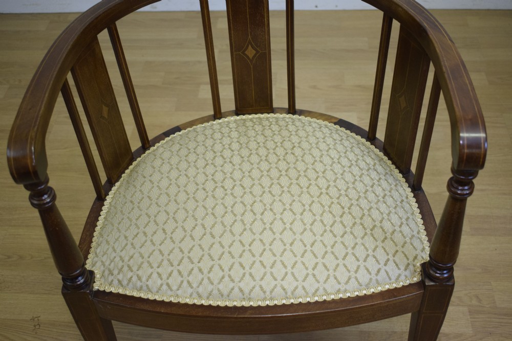 Antique Victorian Inlaid Tub Chair View XIII