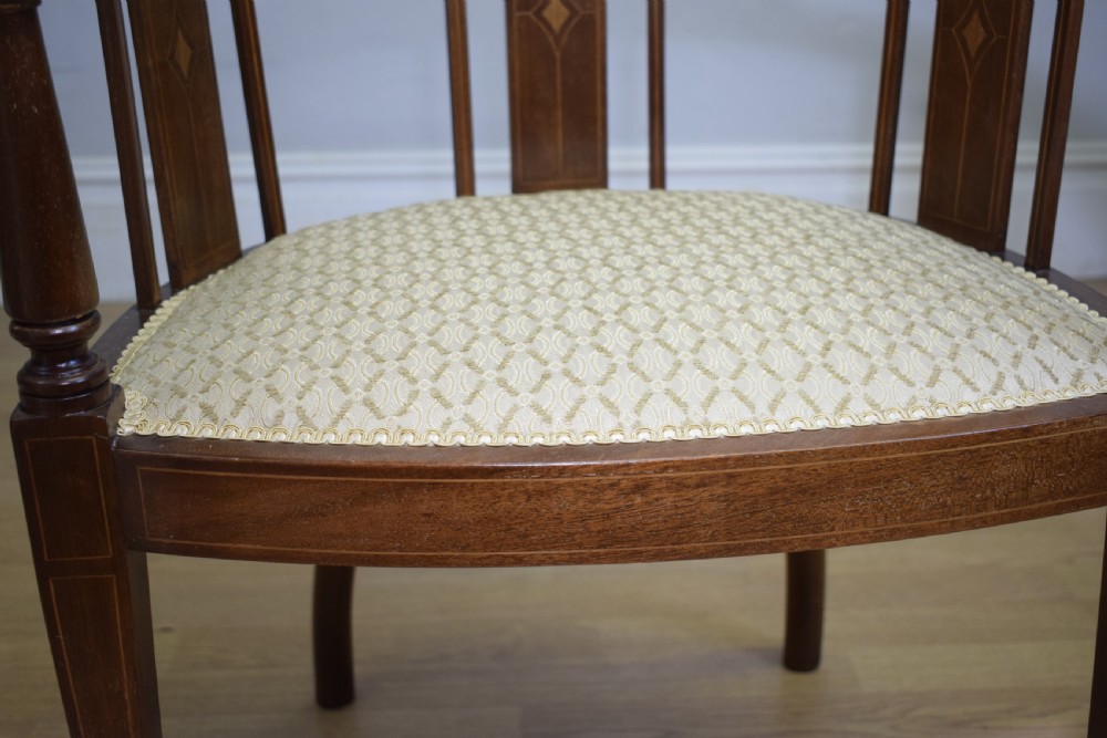 Antique Victorian Inlaid Tub Chair View XIV