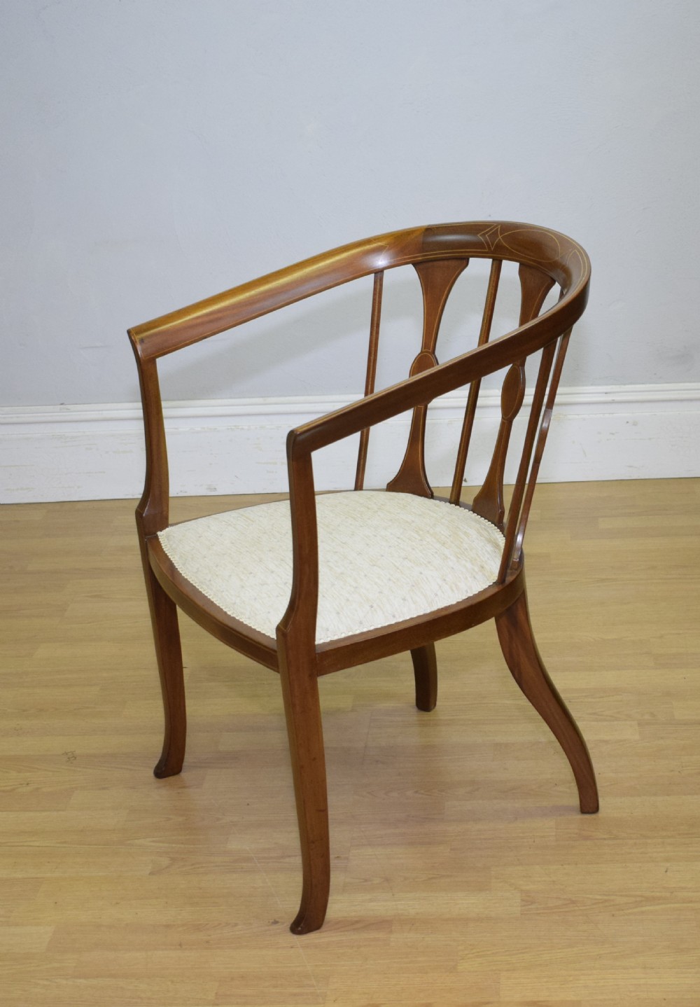 Antique Victorian Inlaid Tub Chair View II