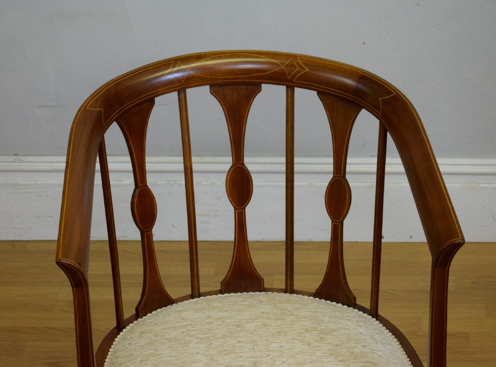 Antique Victorian Inlaid Tub Chair View III