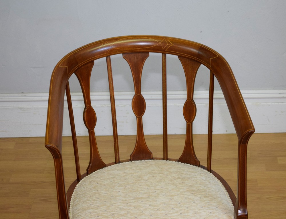Antique Victorian Inlaid Tub Chair View IV