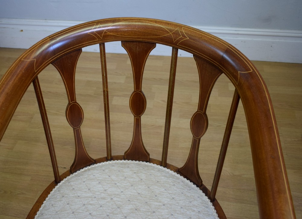 Antique Victorian Inlaid Tub Chair View XIII