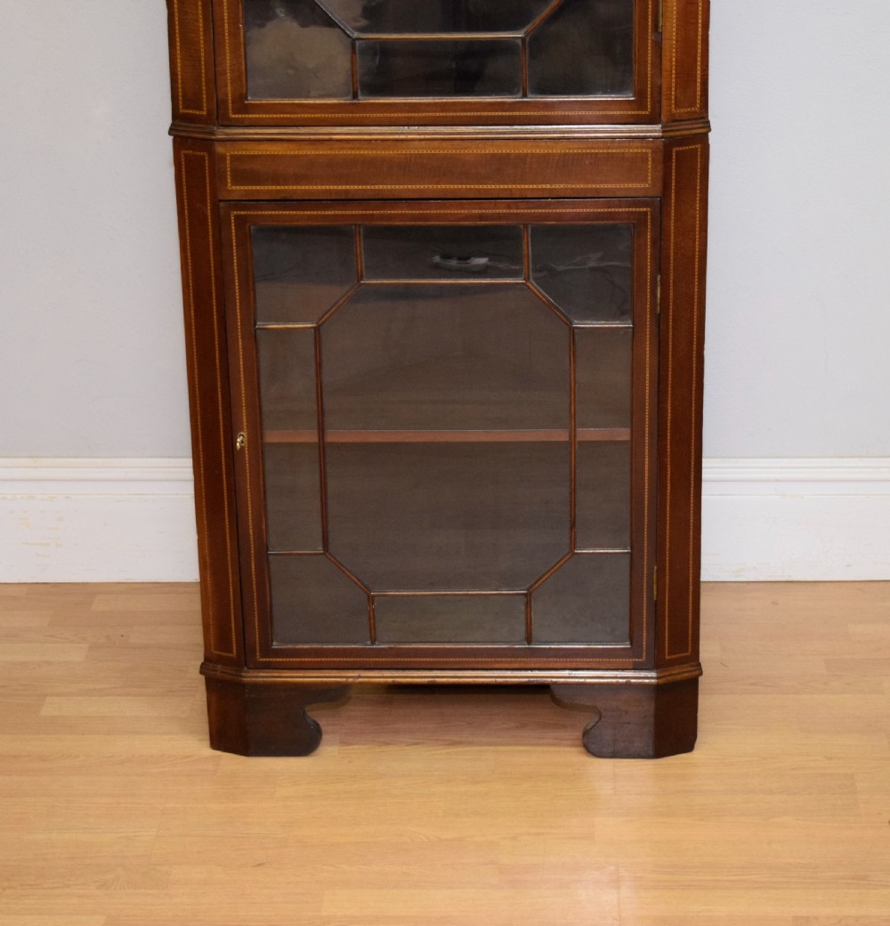 Antique Edwardian Inlaid Corner Display Cupboard View II