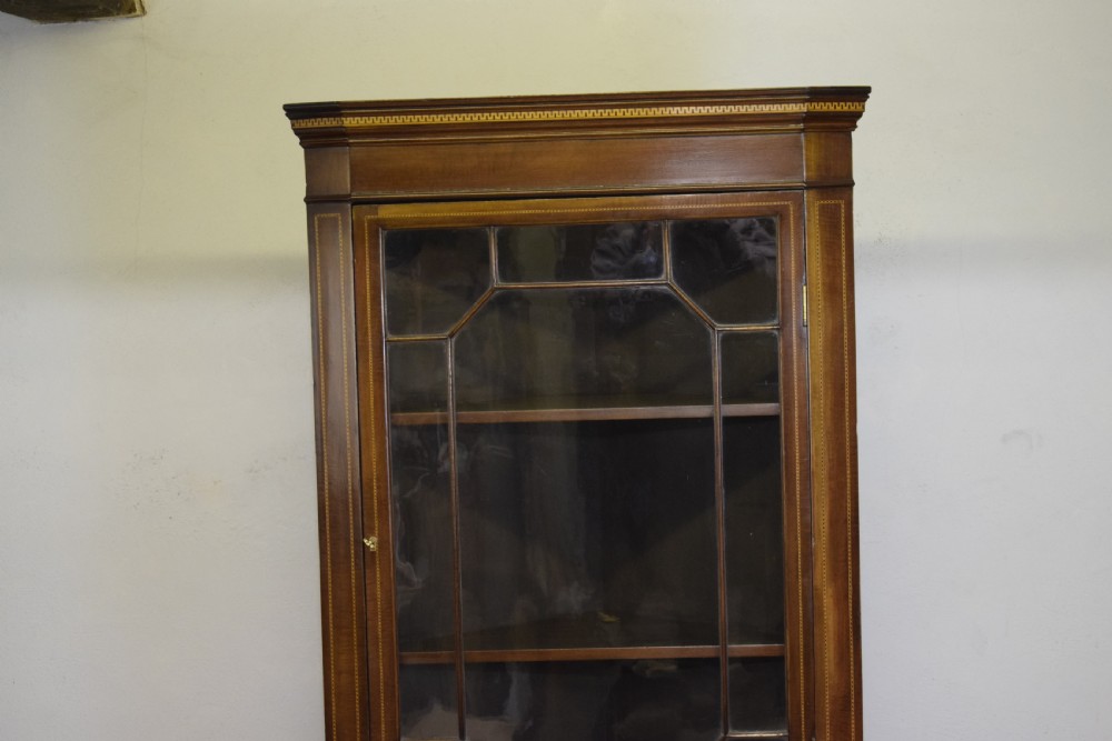 Antique Edwardian Inlaid Corner Display Cupboard View III
