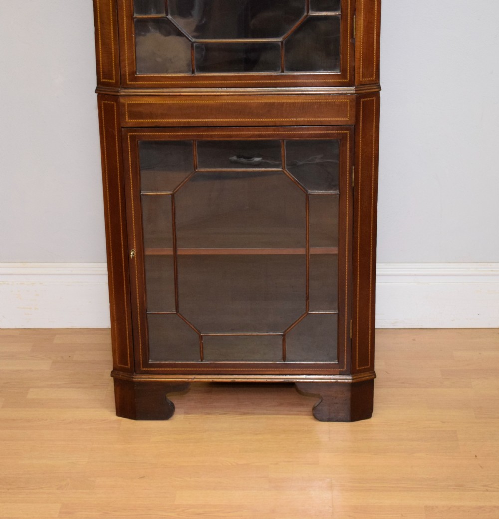 Antique Edwardian Inlaid Corner Display Cupboard View IV