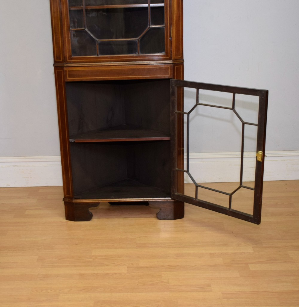 Antique Edwardian Inlaid Corner Display Cupboard View VI