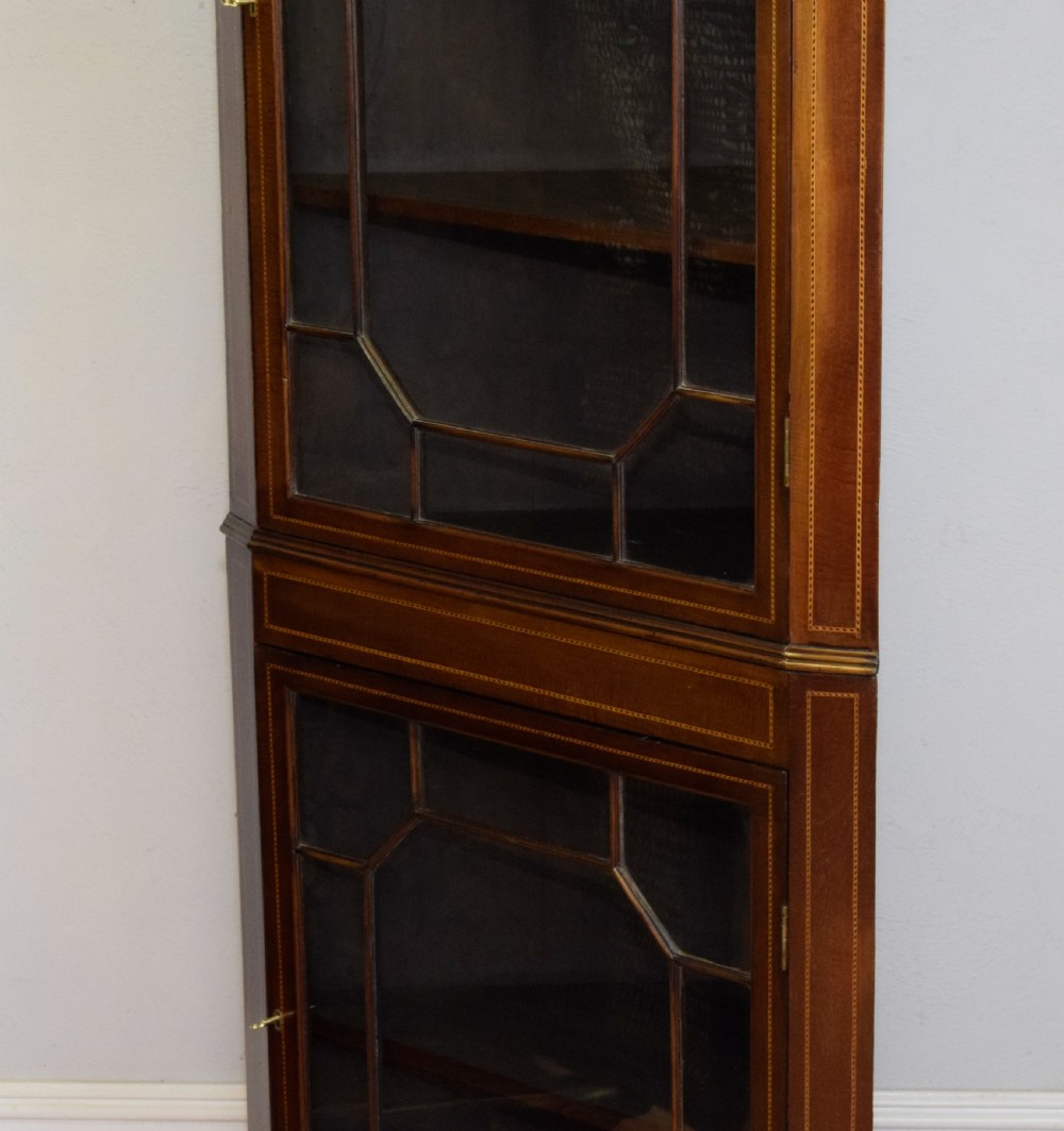 Antique Edwardian Inlaid Corner Display Cupboard View XII