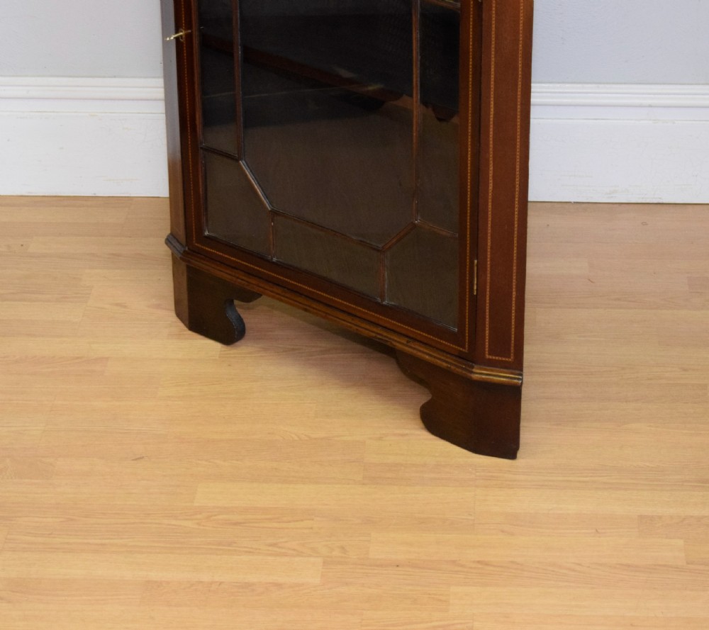 Antique Edwardian Inlaid Corner Display Cupboard View XIII