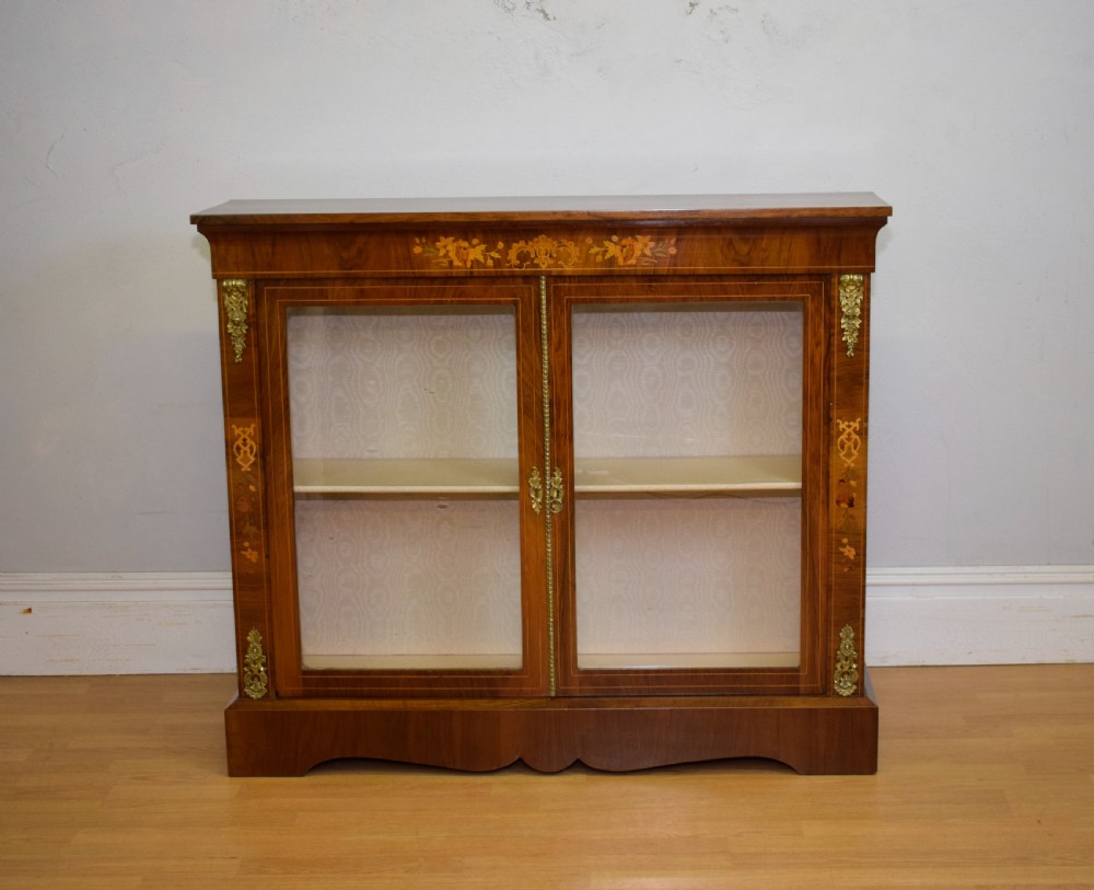 Victorian Walnut Inlaid Cabinet View II