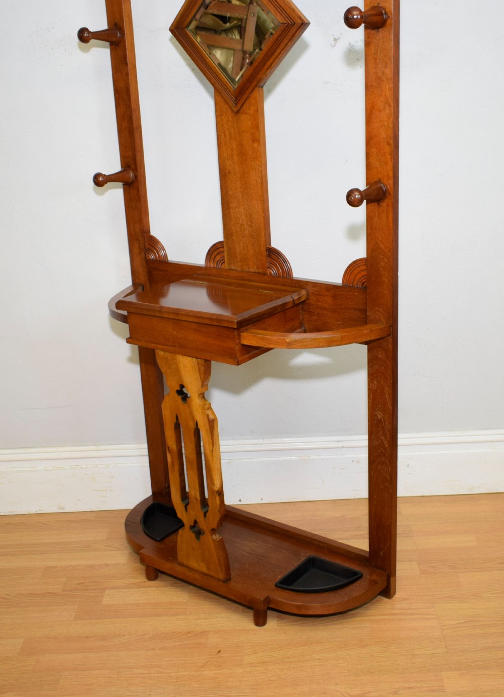  Edwardian Walnut Hall Stand View XI