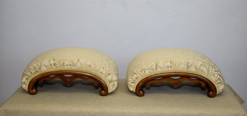 Victorian Pair of Walnut Foot Stools View II