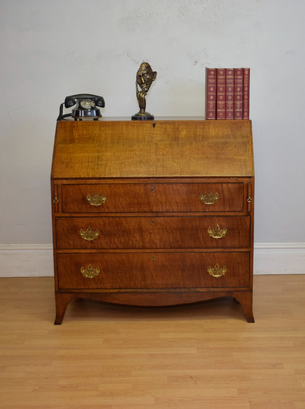 Antique Georgian Period Oak Bureau View III