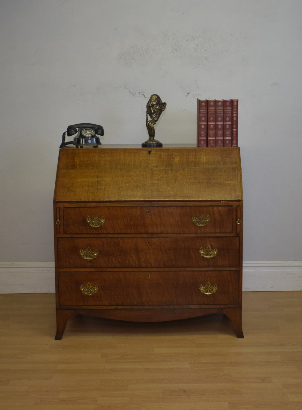 Antique Georgian Period Oak Bureau View IV